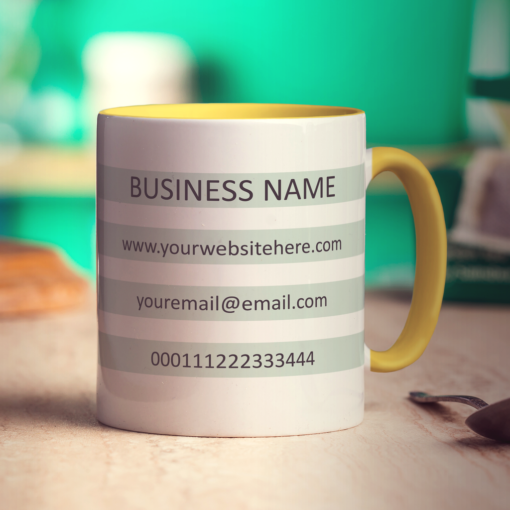 Promotional Mug with Details in Stripes - Standard 330ml (11oz) / Yellow