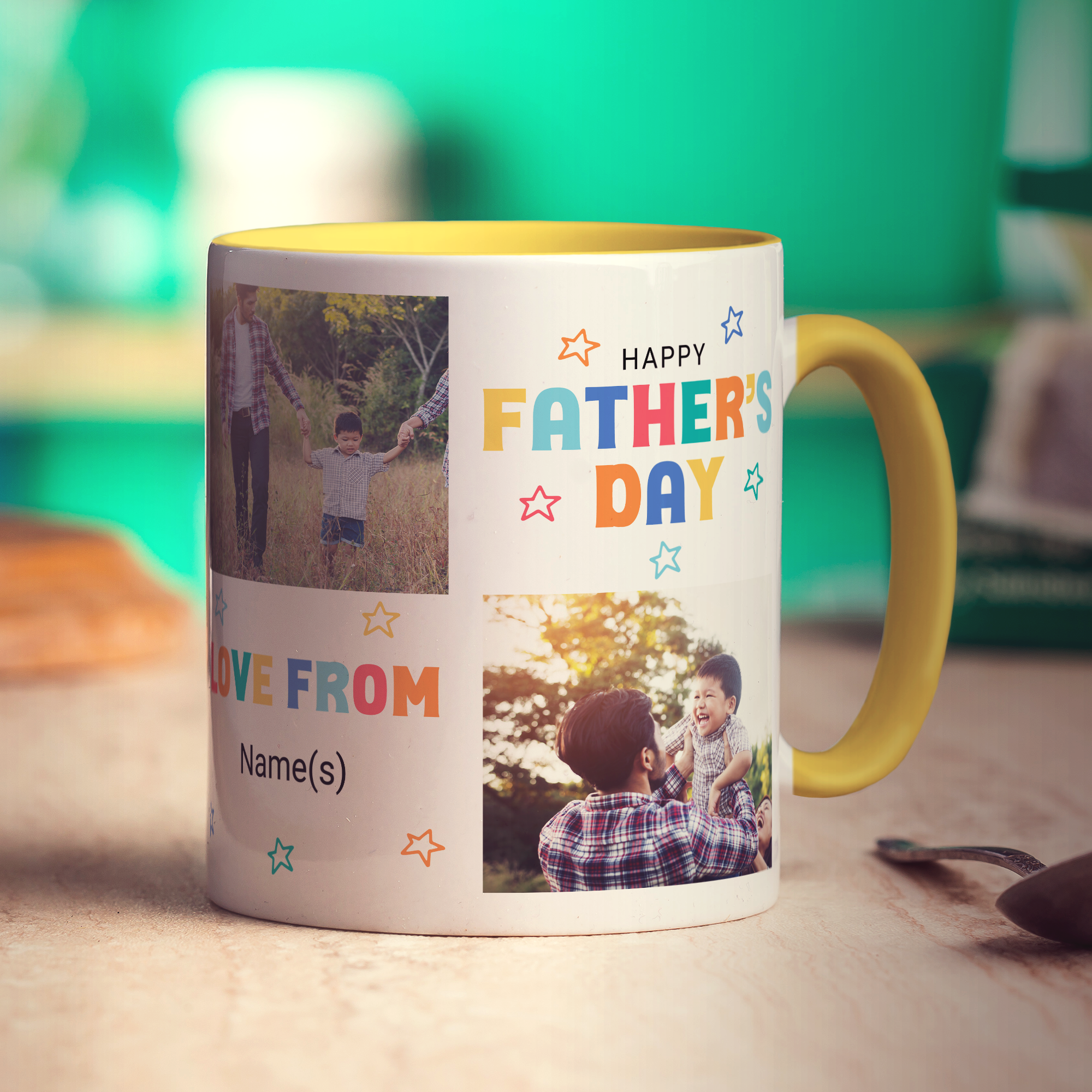 Colourful Happy Father's Day Photo and Text Mug