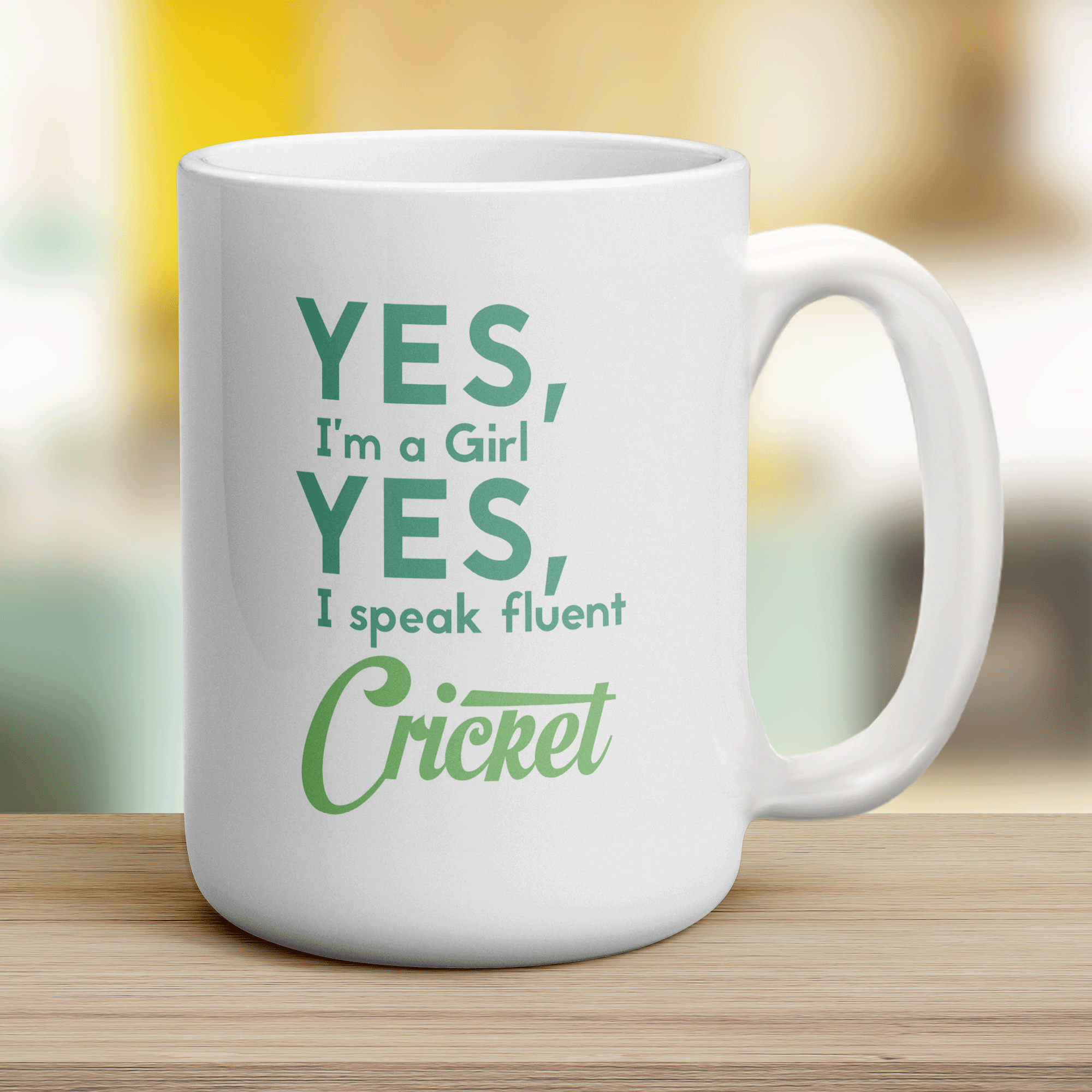 Yes, I'm a Girl Yes, I Speak Fluent Cricket Mug - Jumbo 440ml (15oz) / White