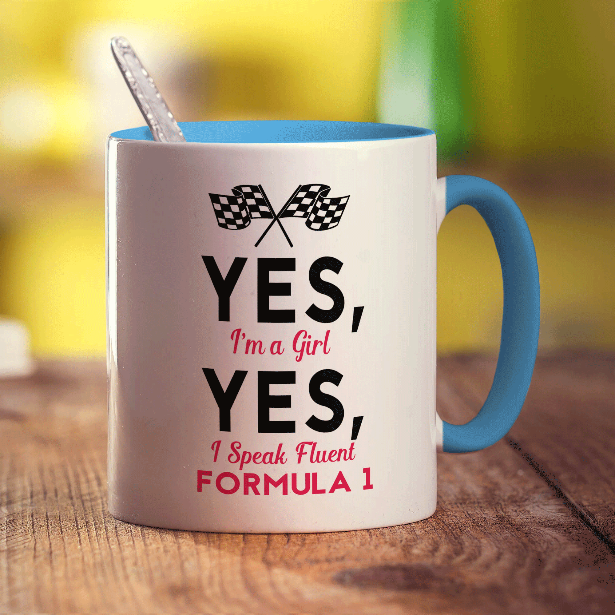 Yes, I'm a Girl Yes, I Speak Fluent Formula 1 Mug - Standard 330ml (11oz) / Blue