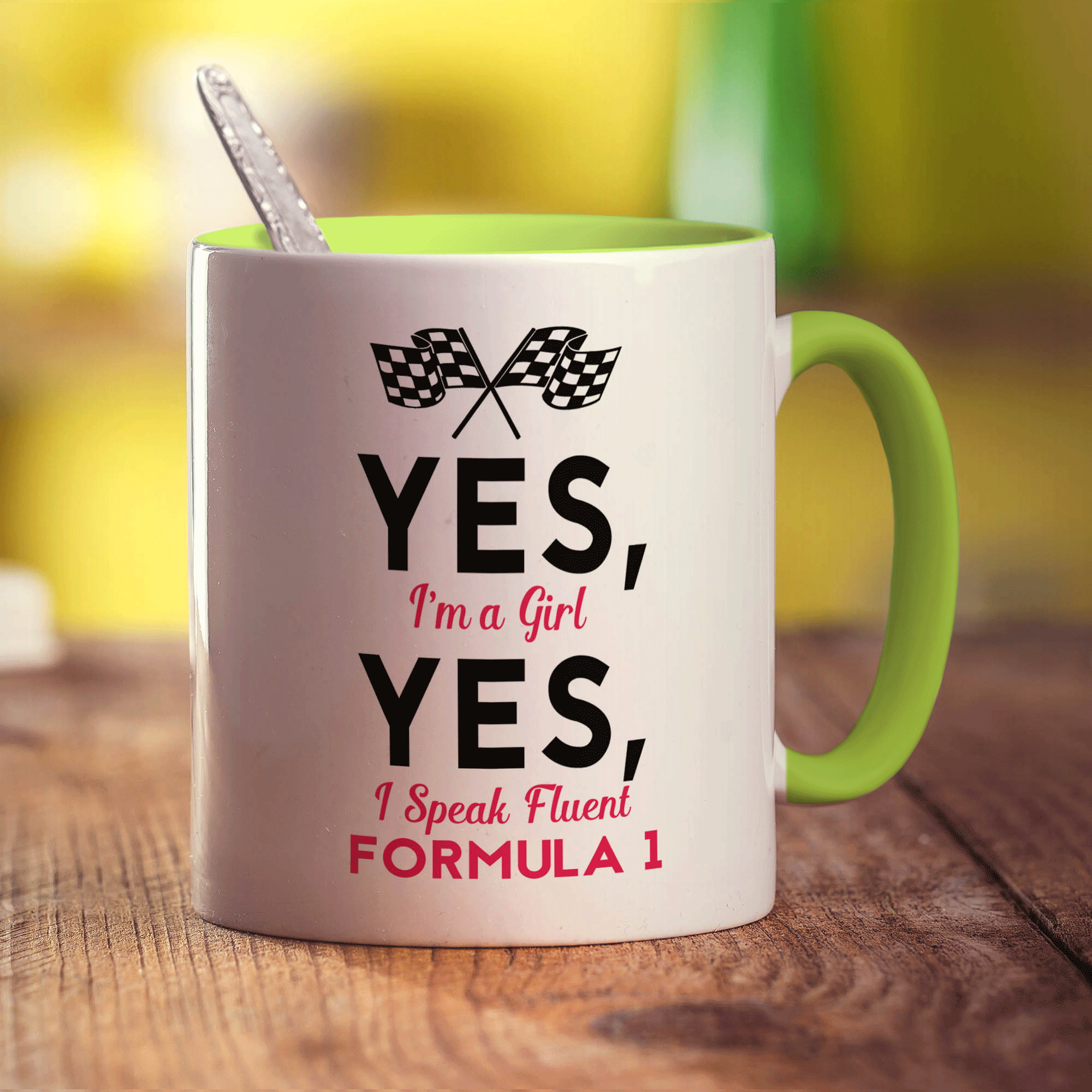 Yes, I'm a Girl Yes, I Speak Fluent Formula 1 Mug - Standard 330ml (11oz) / Green