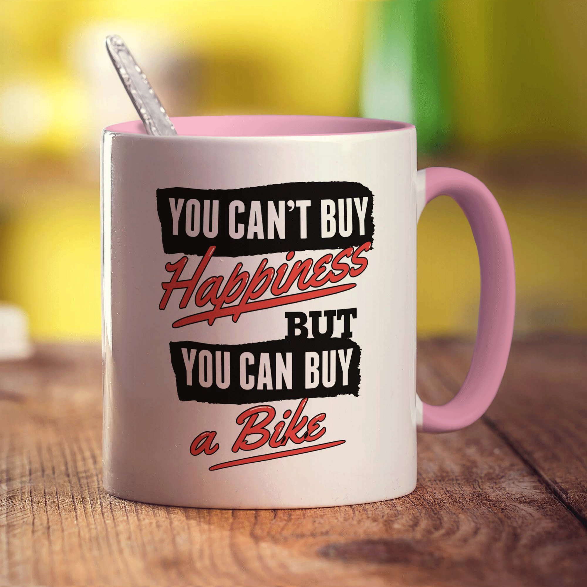 You Can't Buy Happiness But You Can Buy a Bike Mug - Standard 330ml (11oz) / Pink