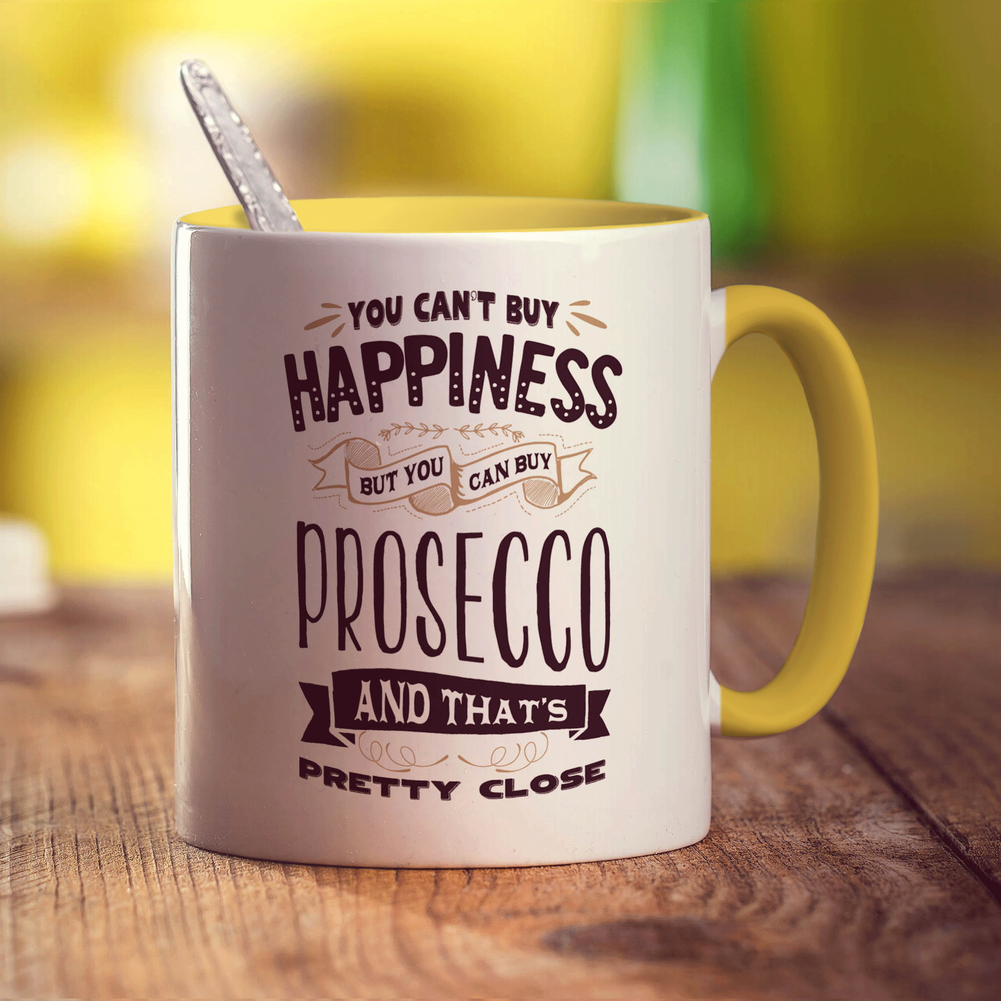 You Can't Buy Happiness But You Can Buy Prosecco and That's Pretty Close Mug - Standard 330ml (11oz) / Yellow