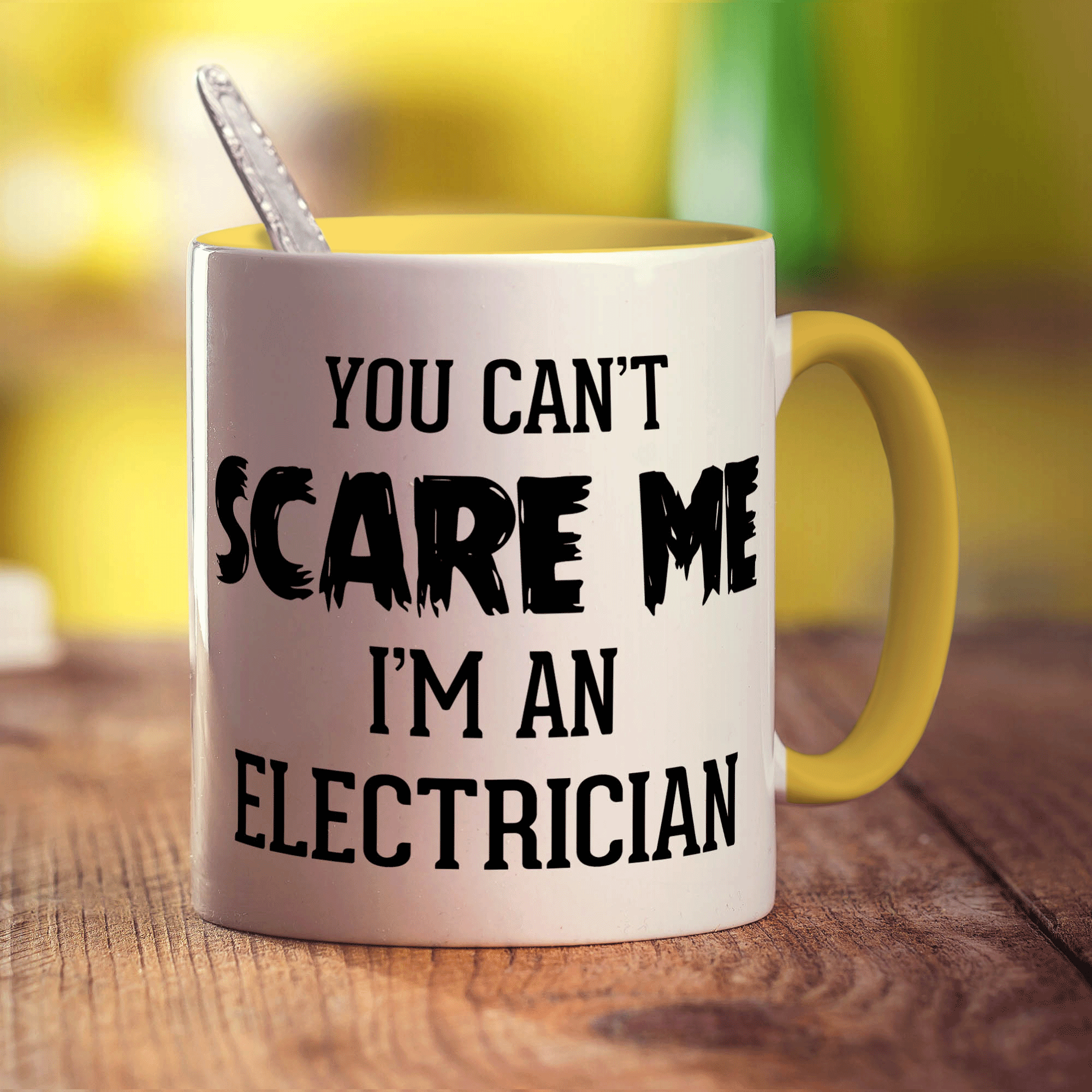 You Can't Scare Me I'm An Electrician Mug - Standard 330ml (11oz) / Yellow