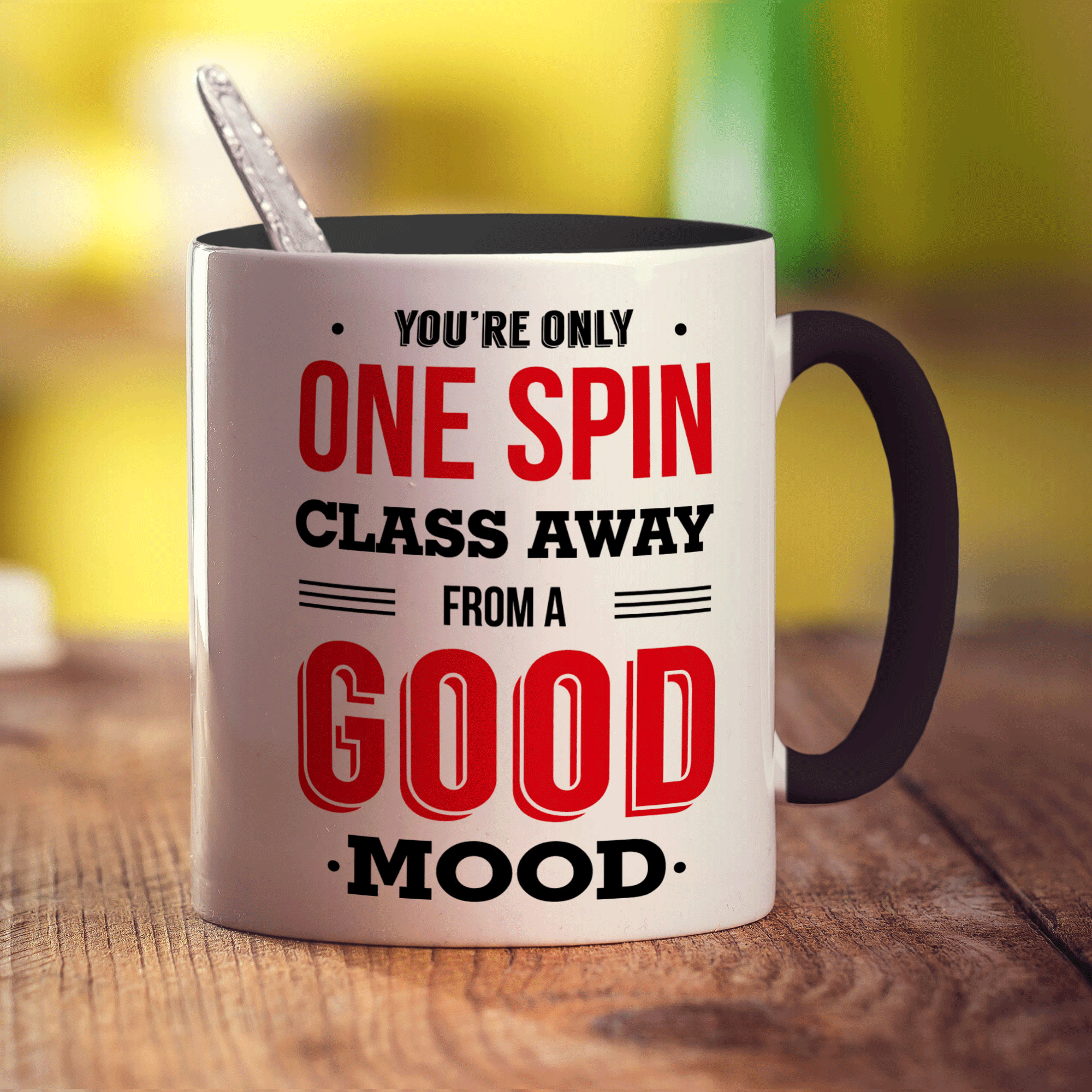 You're Only One Spin Class Away from a Good Mood Mug - Standard 330ml (11oz) / Black