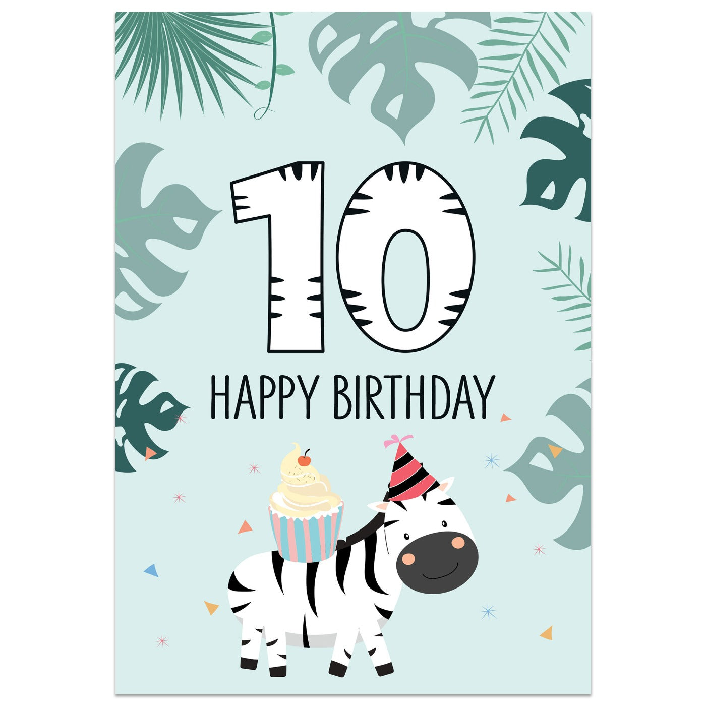 10th Birthday Zebra Card