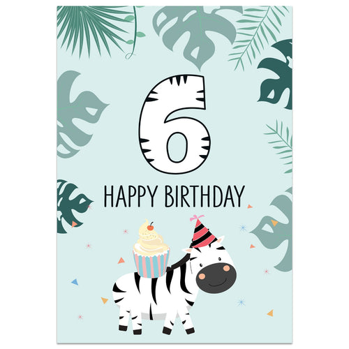 6th Birthday Zebra Card